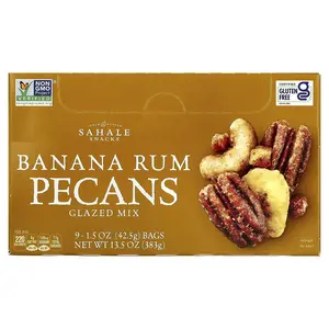 Sahale Snacks Glazed Mix, Banana Rum Pecans, 9 Bags, 1.5 oz (42.5 g) Each