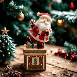 Ceramic Jewelry Box Christmas Series Ceramic Figurine Santa Scented Storage Decorative Small Ornament, Holiday Home Decoration