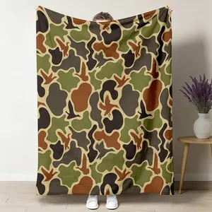 Camouflage Pattern Flannel Blanket, 1 Count Soft Comfortable Warm Napping Throw Blanket, Cool Bedroom Bedding Blankets for Home Office Travel Camping