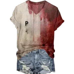 Womens I'm Fine Bloody Halloween Shirt Sanderson Sisters Short Sleeve Problem Solved Blood Horror Graphic Tee