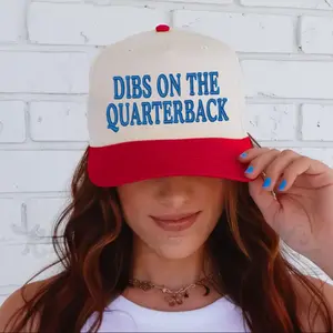 Dibs on the Quarterback Hat, Custom Embroidered Hat, Football Trucker Hat, Embroidered Team Hat Gif