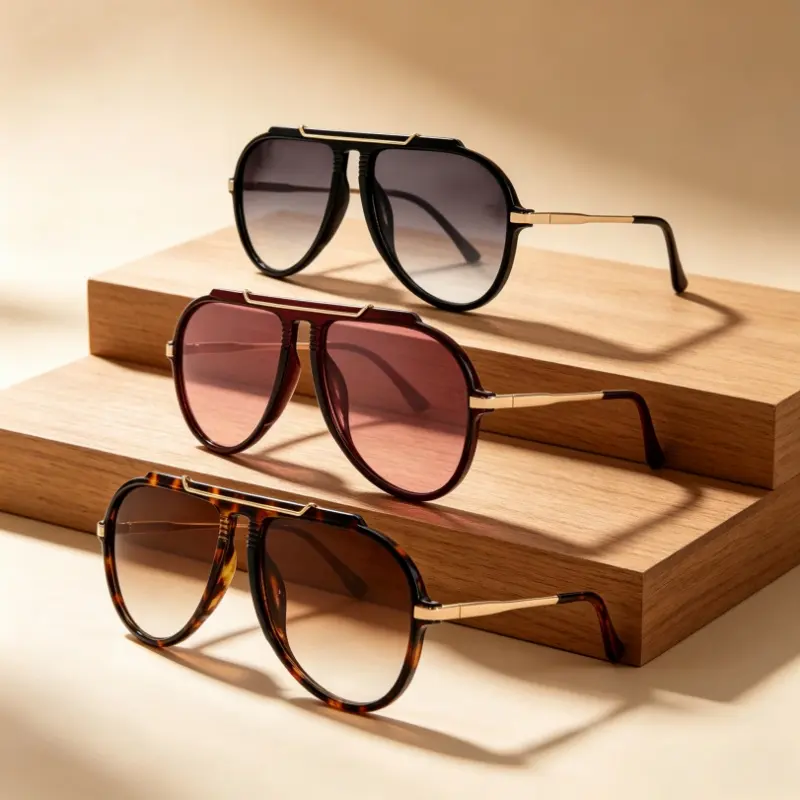 Unisex Oversized Square Aviator Sunglasses - 70s Vintage Retro Classic Trendy High Quality Adults' Metal-Plastic Eyewear with UV400 Lenses for Outdoors, Brunch Use
