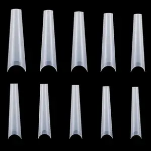 Natural Extra-Long Transparent French False Nail Tips, C-Curve Half-Cover Design, 10 Sizes Multi-Pack Daily Nail Care Supplies-2988