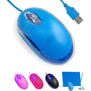 X-MUP19   Kids Mouse for Laptop USB Ergonomic Optical Mouse Blue Color 1.5M Cable