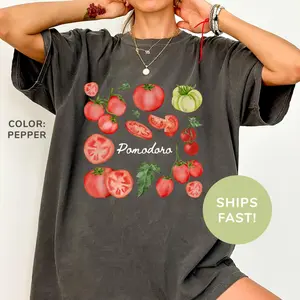 Comfort Colors Pomodoro Shirt, Tomato Lover Shirt, Gardening Shirt, Botanical Vegan Shirt, Tomato Shirt for Mom, Trendy Shirt for Women