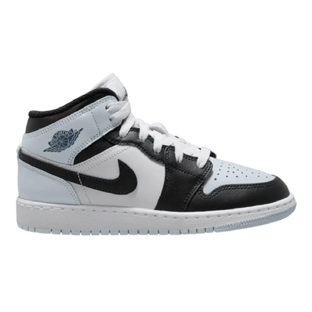 Youth Jordan 1 Mid Black/Black-Aura-Squadron Blue (DQ8423 002) (GS)