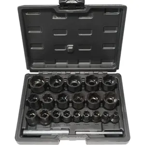 22-Piece Bolt Nut Extractor Set: 1/2"& 3/8" Drive Impact Tool for Damaged, Stripped, Frozen Nuts & Screws Removal omt  ball  joint  press  kit