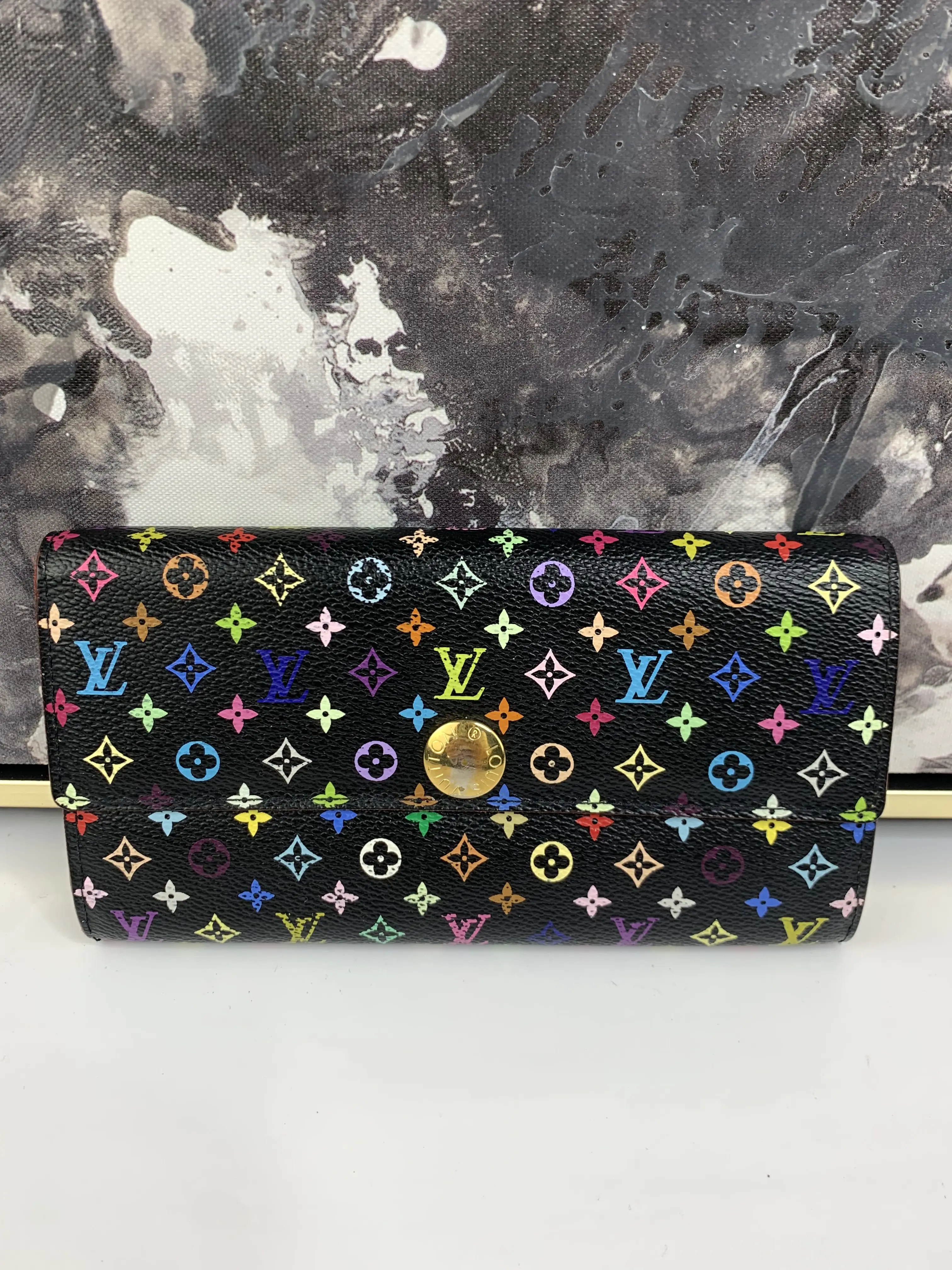 Pre-owned Louis Vuitton canvas Small Leather Goods Sarah Multicolor Wallet