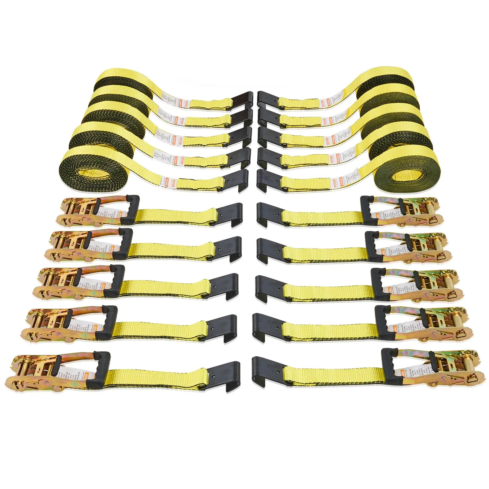 【DealsForYouDays】VEVOR Ratchet Tie Down Straps (10PK) - 10000 lb Break Strength, 2" x 30' Endless Ratchet Cargo Trailer Straps with Track Spring Fittings for Moving, Securing Appliances