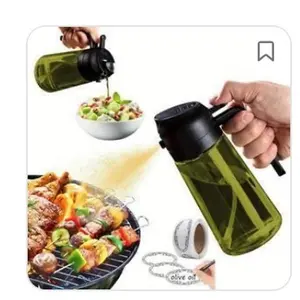Olive Oil 16 oz Sprayer and Dispenser - BPA Free Dark Glass Mister with Pouring Function for Cooking and Grilling - Kitchen Utensil in Oval Bottle