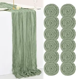6 10 16 20 Packs 35 x 120 inch 10Ft Cheesecloth Table Runner  Boho Gauze Table Runner Cheese Cloth Long Rustic Sheer Table Runner for Wedding Bridal Baby Shower Birthday Party Cake Table Arbor Decorations