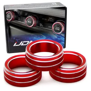 iJDMTOY 3pcs Sports Red Anodized Aluminum AC Climate Control Switch Turner Ring Covers For 2018-2022 Honda Accord