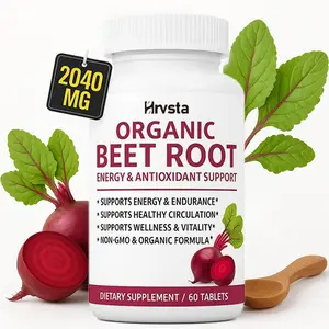 Organic Beet Root Powder Tablets - 2040mg Natural Nitric Oxide Beets to Support, Energy, Black Pepper Better Absorption, Non-GMO, for Men Women, 60 Tablets