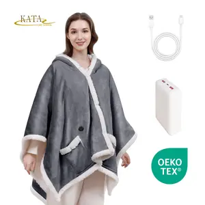 The Valentine's Day Gift Warmrest Heated Throw Blanket Electric Shawl - Heated Robe Poncho Blanket Hoodie for Adult, Winter Gifts for Mom Women Girlfriend Grandma 5-Position Timer 10-Heating Level