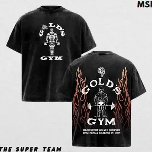 Darc Sport x Gold’s Gym Collab T-Shirt – Vintage Washed Oversized Pump Cover for Hardcore Lifters, Wolves Forever Brotherhood Graphic Tee, Gym Rat Aesthetic Streetwear, No Days Off Savage Mode Iron Addict Look
