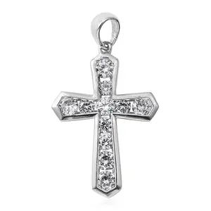 925 Sterling Silver Cross Pendant for Men & Womens - Cubic Zirconia Cross Pendants Silver Cross Jewelry - Cute Catholic Faith Religious Christian Birthday Anniversary Christmas Gifts for Womens