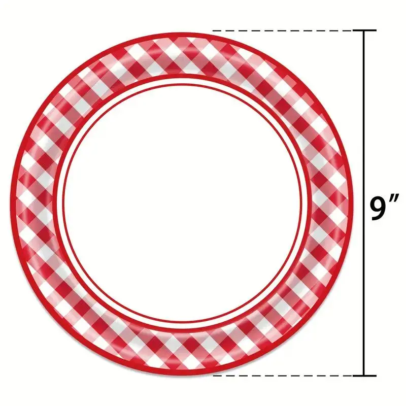 80pcs Gingham Party Supplies, Disposable Paper Luncheon Napkins, and Checkered Dinner Plates for BBQ, Picnic, Birthday Parties