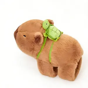 Capybara plush toy with turtle belt, interactive hugging and clapping animal wristband, soft-filled animal toy. Perfect gift for Christmas, birthday and Halloween
