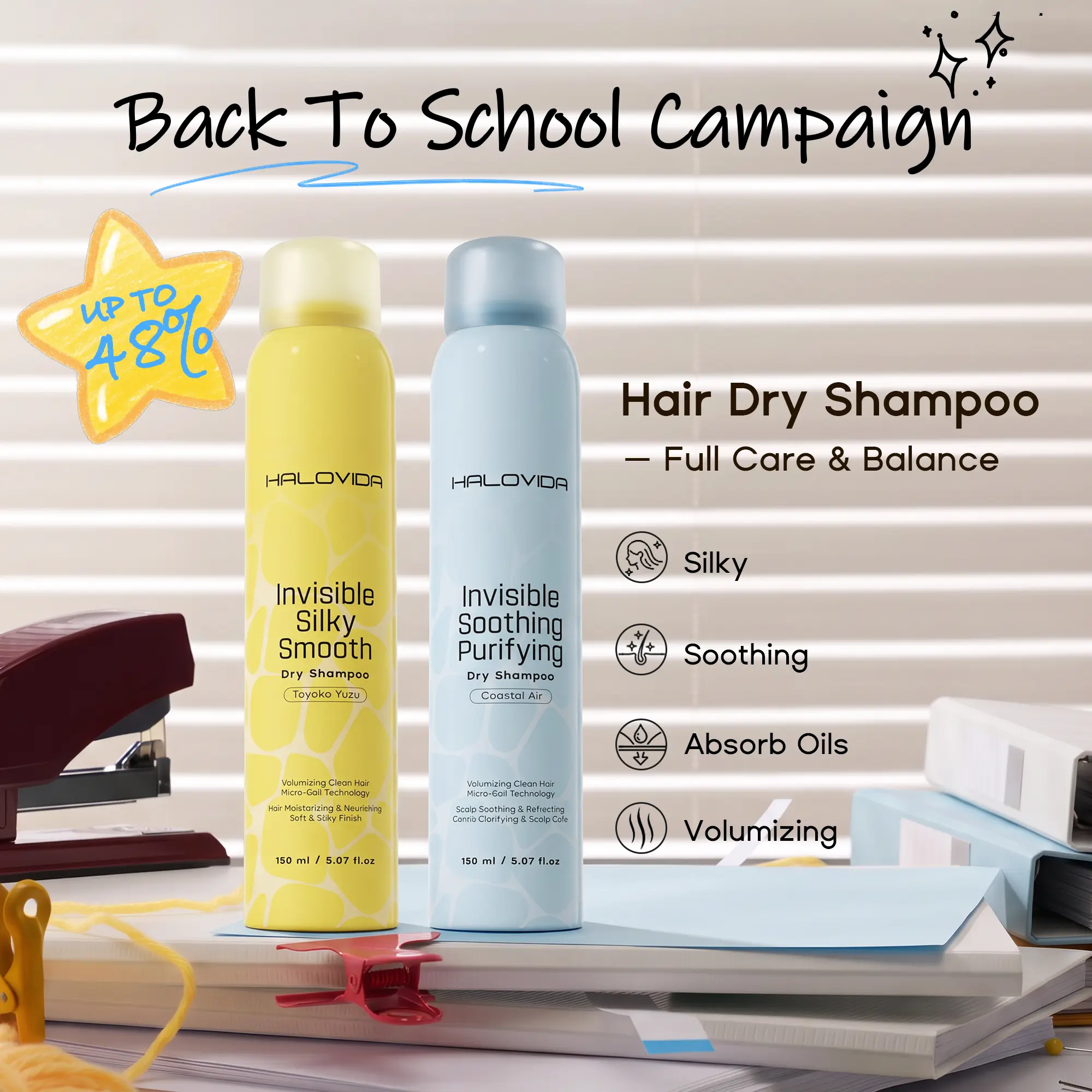 HALOVIDA INSTANT FRESH VOLUME BOOST HAIR DRY SHAMPOO 5.07 FL.OZ. Refresh Hair and Absorb Oil Between Washes,Balances oil,Long- lasting fresh volume,Pure,Locks in moisture,Boosts shine Smooths,#backtoschool