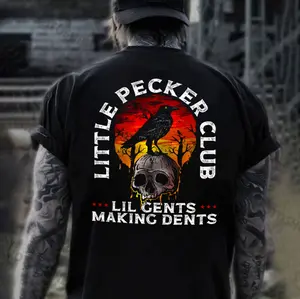 LITTLE PECKER CLUB Crow&Skull Print Men's T-Shirt