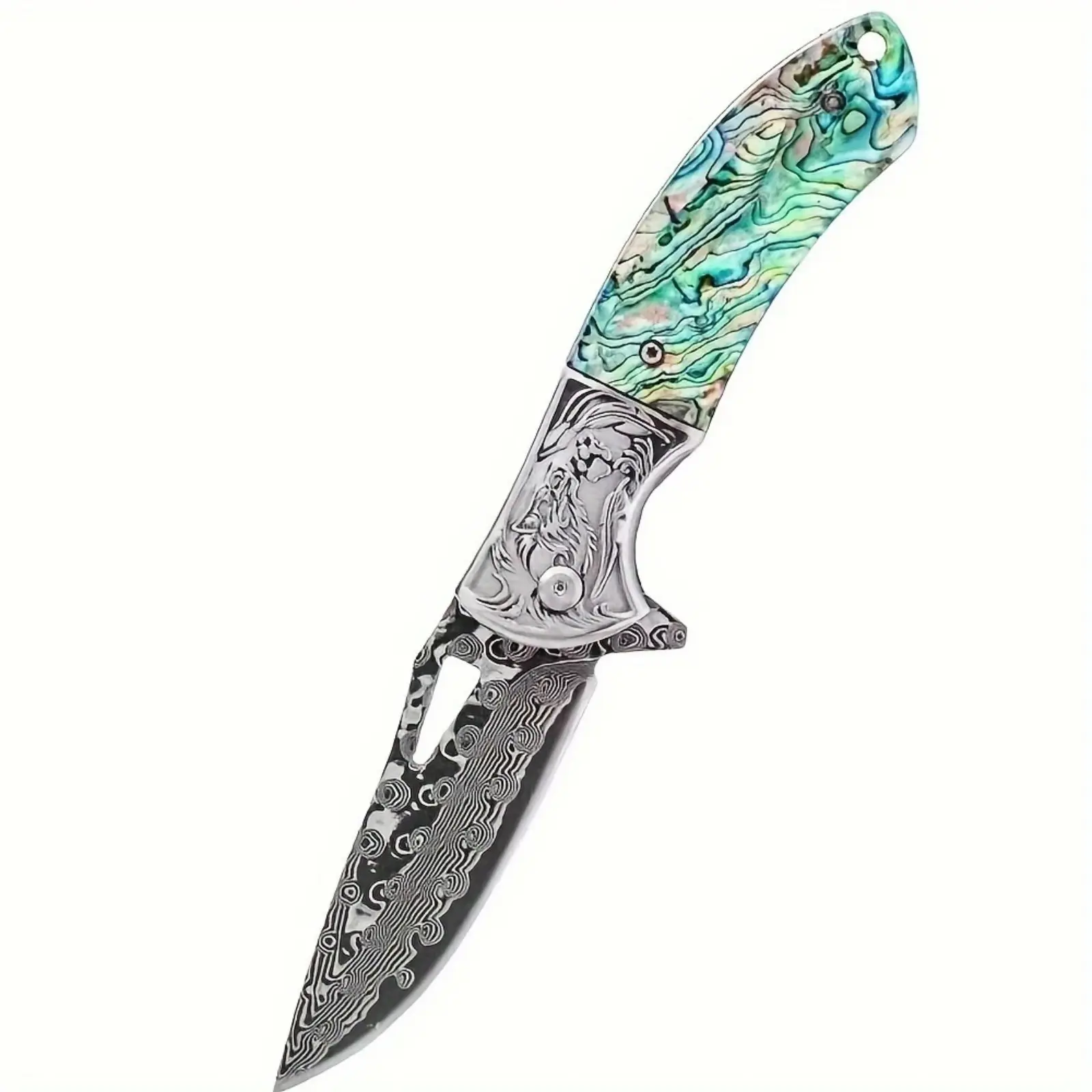 1pc high quality men's pocket knife, high hardness sharp damascus steel blade folding knife, outdoor folding small knife, multi-functional tool