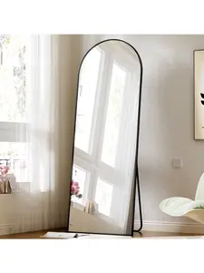 BEAUTYPEAK Arched Full Length Floor Mirror 59.1"x16" Full Body Standing Mirror,Black