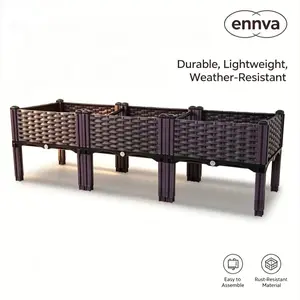 Plastic raised garden bed, 3 raised planters with legs, height 14.5inch, used for growing vegetables, fruits, flowers, and herbs both indoors and outdoors