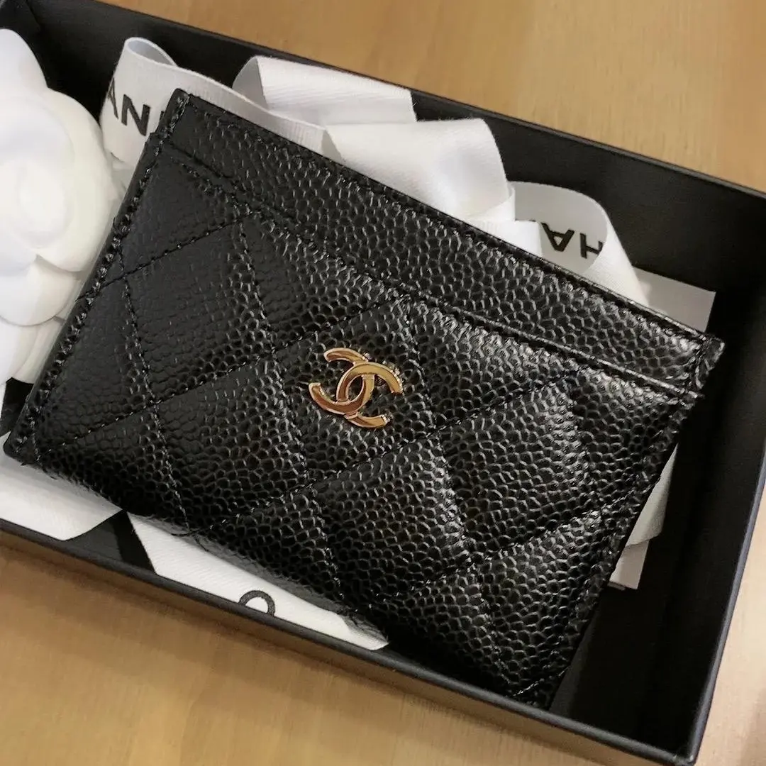 Pre-owned CHANEL 0273|Authentic Luxury mini wallet caviar calfskin