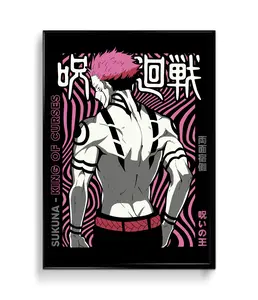 Unframed Ryomen Sukuna Wall Art, JJK Poster Print, Intense Anime Decor for Manga Lover’s Room