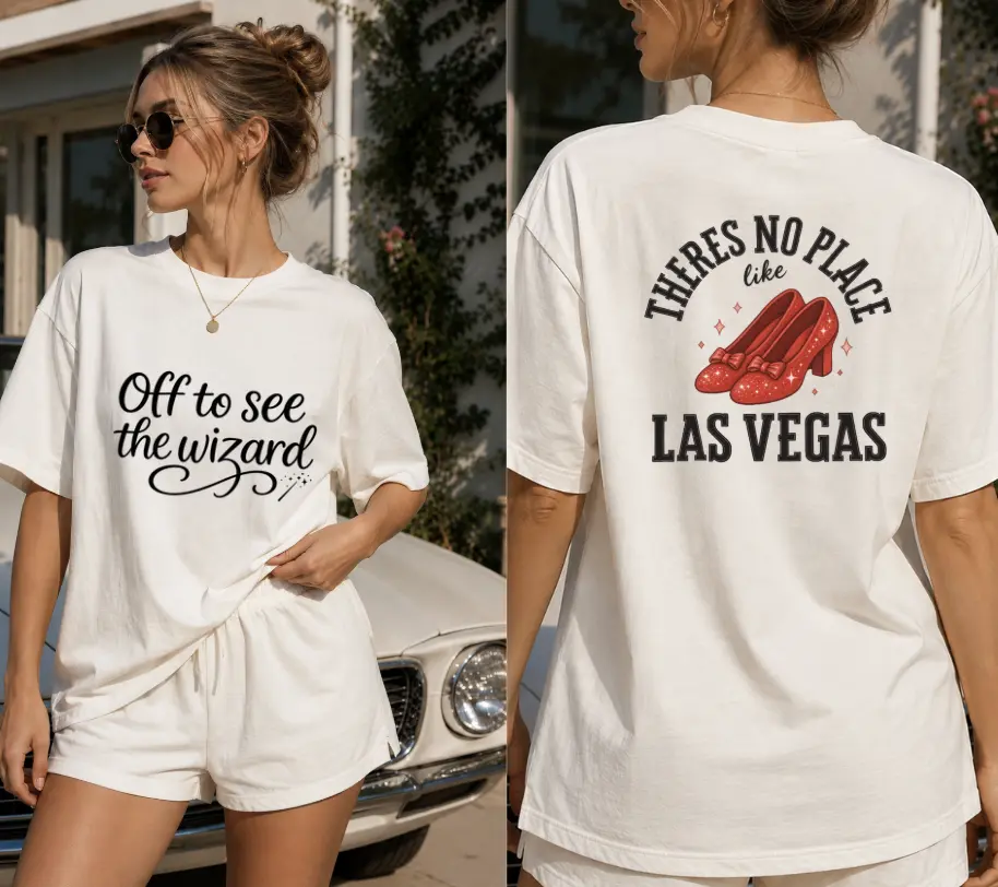 Wizard Las Vegas T-Shirt, Girls Trip Graphic Tee, There’s No Place Like Las Vegas Shirt, Funny Vegas Vacation Tee, Travel Shirt for Women, Vegas Trip Outfit, Group Vacation Shirt