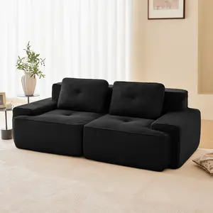 Modern L-Shaped Modular Sectional Sofa, Soft Corduroy Fabric, Deep Seat Comfort, Pearl-Like Piping, Elegant Tufted Design, Anti-Slip Base, No Assembly Needed, Stylish Couch for Living Room