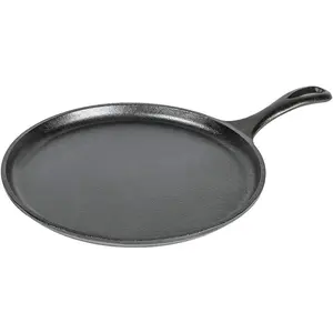 TRAIL RECKONING Cast Iron Round Griddle 10.5-Inch Pre-Seasoned Cooking Pan for Various Dishes - Cookware, Pans