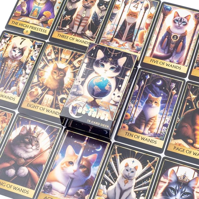 Quirky Cat Tarot Deck, Unique Hand-Drawn Illustrations, Perfect for Beginners & Experienced Readers, Ideal Gift for Cat Lovers, 78 Cards