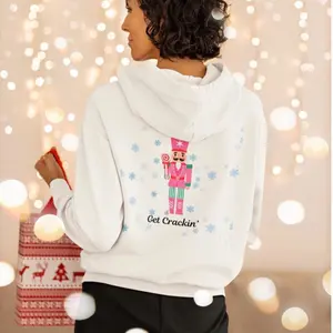 Nutcracker Hoodie for Dancers & Teachers - "Get Crackin'" Quote - Ballet Dance Recital Hoodie - White with Snowflake Design