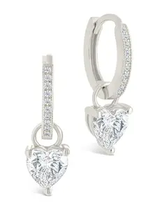 Sterling Silver Eugenia Heart Cut CZ Dangle Micro Hoops