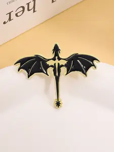 Dark Gothic Style Unique Design Dragon Enamel Pin, Large Winged Dragon Brooch, Backpack Lapel Badge Jewelry Accessory Gift for Friends
