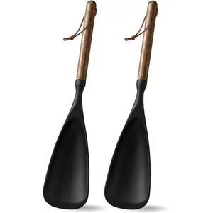 Spatula Cooking Spoon 2 count with  Handle  for Cooking and Serving Sturdy  Matte  Suitable for Mixing and Scrape (Black)