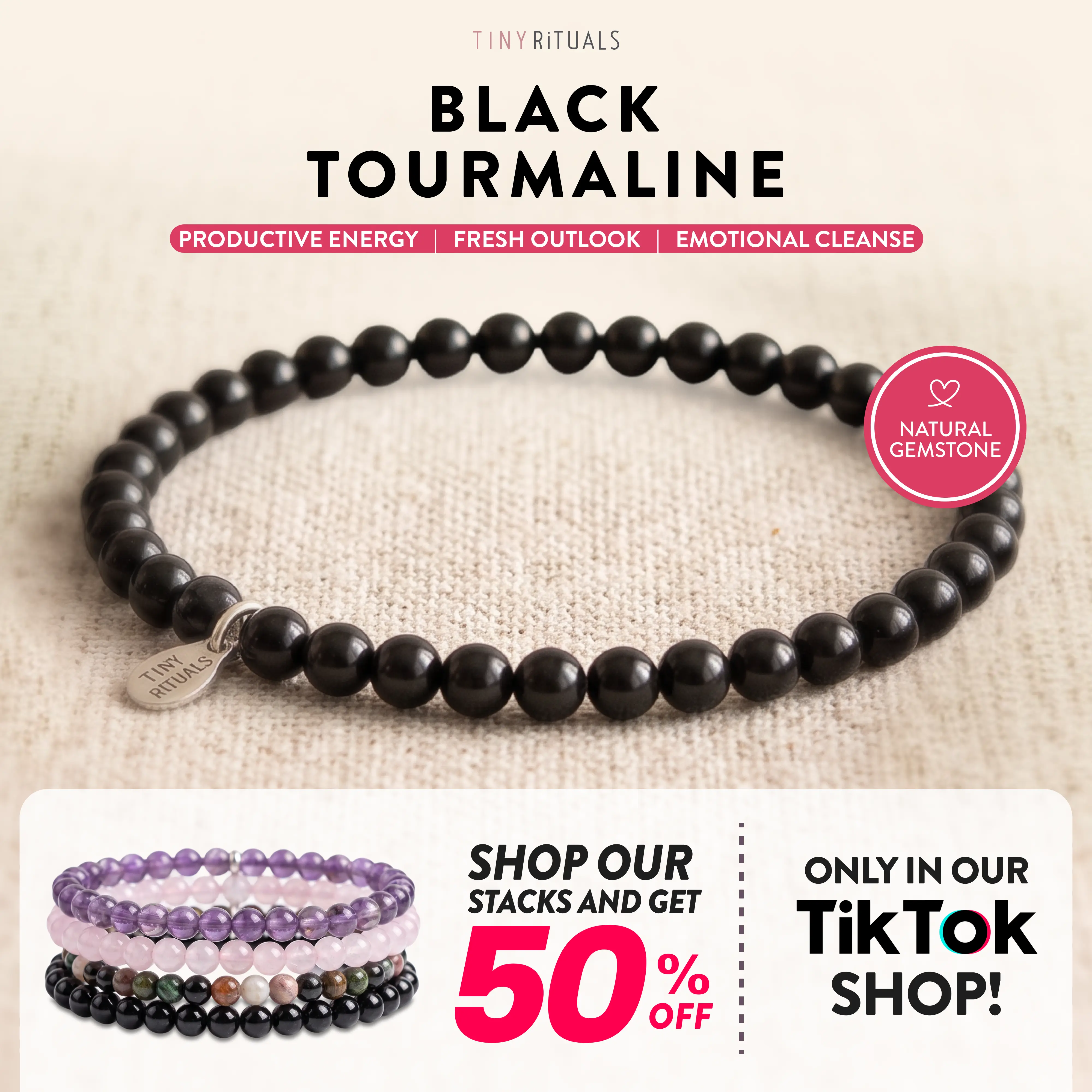 TINY RiTUALS Black Tourmaline Energy Bracelet