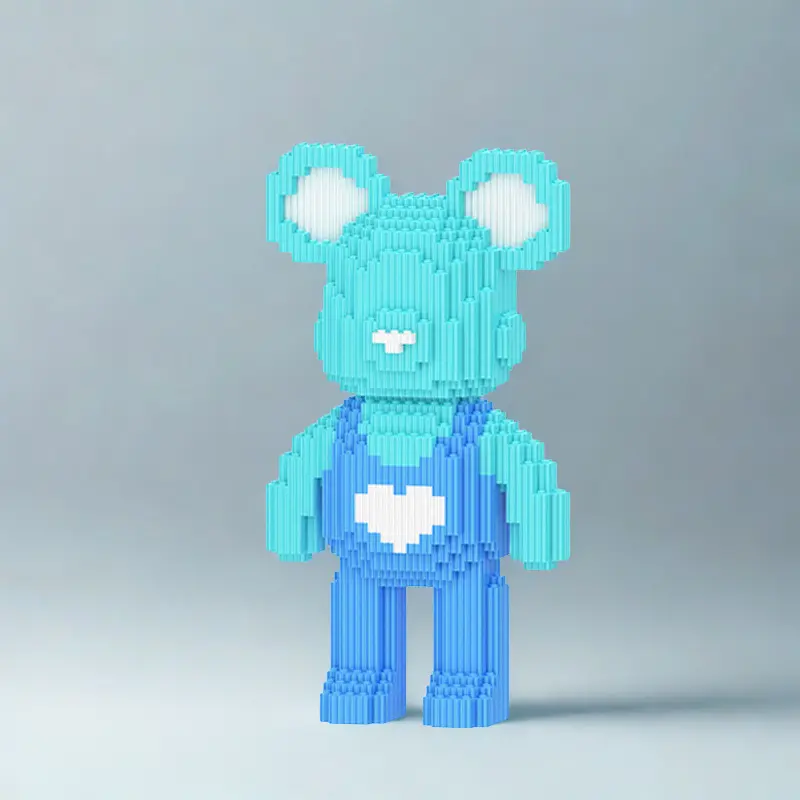 Blue Bear Plastic Assembly Building Blocks Set - Bricks and Minifigs Collectibles, Open Ended Play Model Building Kits, Unisex Toy, Handicraft Decor, Ideal Couple Gift, Do It Yourself