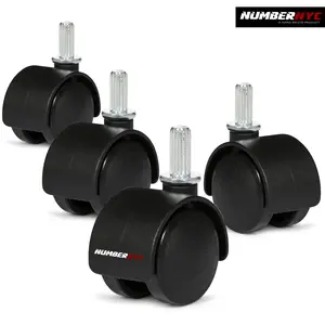 Set of 4 NUMBERNYC Caster Wheels for Black Plastic Office Chairs 2.5" Metal Thin Stem Casters