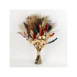 70pcs Bohemian Style Dried Flower Bouquet, Pampas Grass, Eucalyptus, And Rabbit Tail Dried Plants - Ideal For Wedding Table Decor, Bridal Bouquets, Valentine's Day, Fall, Halloween, Easter, And Thanksgiving Decorative Fruit Ornaments