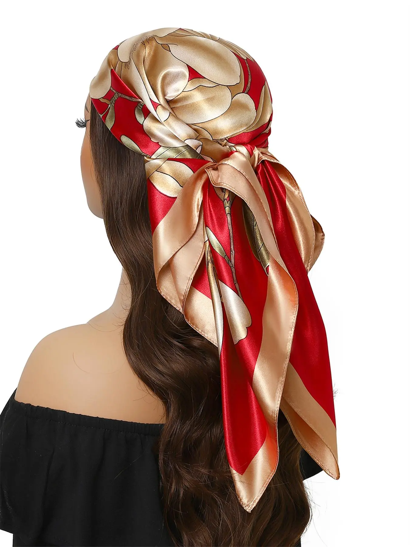 Women's Floral Print Square Scarf, Fashionable Soft Comfortable Scarf for Daily Wear, Casual Versatile Scarf for Women & Girls, Fashion Hair Scarves, Casual Soft Shawl, Floral Pattern Shawl, Accessories for Women