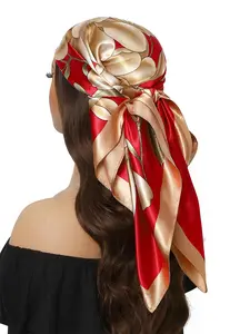 Women's Floral Print Square Scarf, Fashionable Soft Comfortable Scarf for Daily Wear, Casual Versatile Scarf for Women & Girls, Fashion Hair Scarves, Accessories for Women