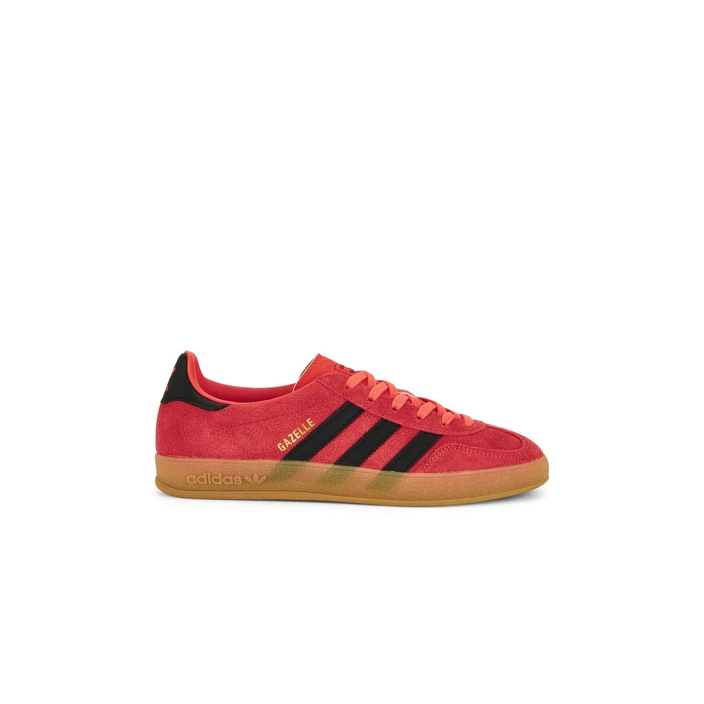 adidas Originals Gazelle Indoor Sneaker in Red, Core Black, & Gold Metallic adidas Originals Gazelle Indoor Sneaker in Red, Core Black, & Gold Metallic