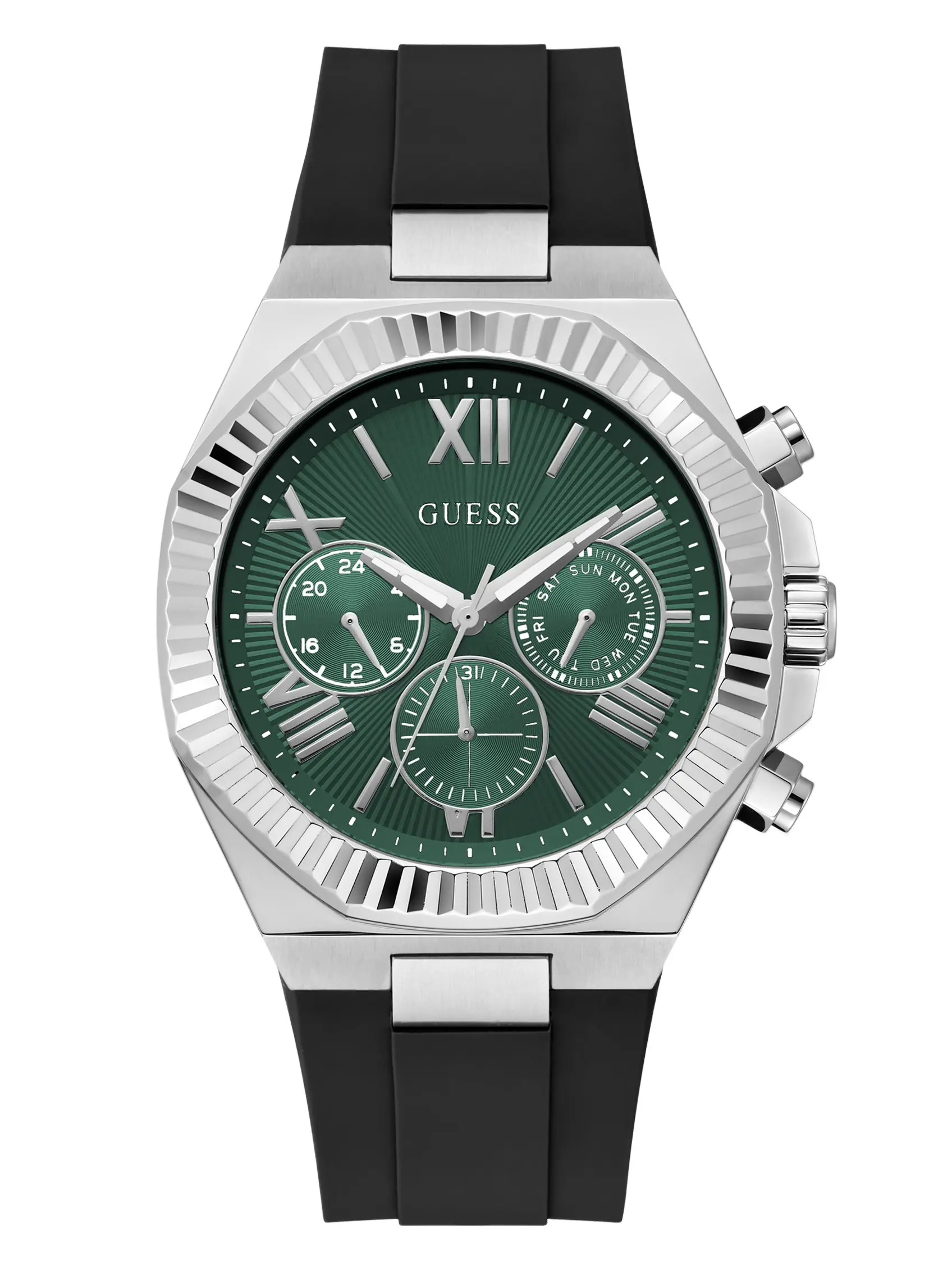 GUESS Male Silicone multi-fuction watch 44 mm