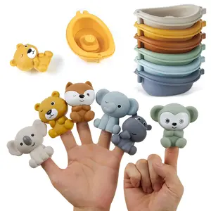 Novelty toy vinyl finger doll pairing, Bear, Elephant, full of elasticity, develops children's intelligence, bridges parent-child interaction, is the best birthday gift for children