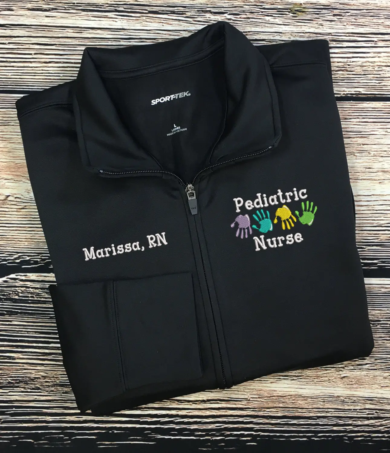 Nurse Full Zippered Jacket Sweatshirt | Labor and Delivery|Personalized Nurse Polyester Jacket|Personalized Ladies Nurse/Doctor Labor and Delivery Jacket