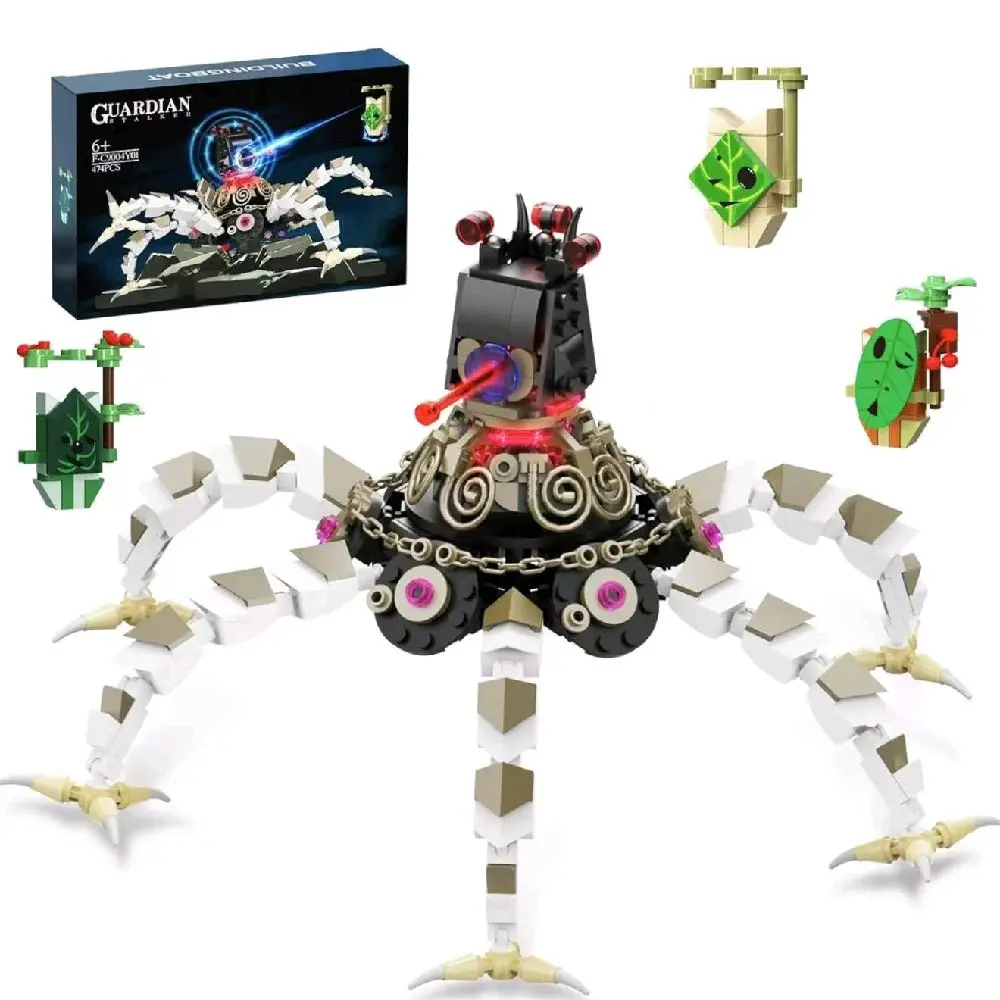 Guardian Building Block Set with Lights, 3 Mini Korok Toys, Unique Decorations, 474 Pieces for Boys, Girls & Game Model Collectors