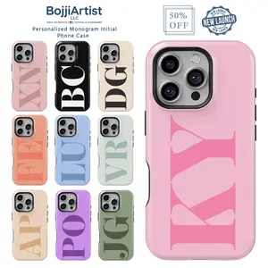 [Flash Deal] BojjiArtist Personalized Monogram Initial Case, Custom Name Inital Letters Phone Case, Birthday Gift for Teens, Phone Case For iPhone 17 Pro Max 16e 16 15 14 13 12 11, For Samsung S24 S23 S2 Ultra