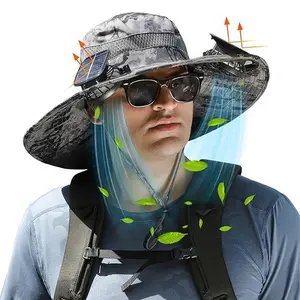 2025 New Solar Fan Outdoor Fishing Hat-Solar Sun Protection Sun Hat with Fan Solar Fan Hat Dual Power Supply Fan Outdoor Fan outdoor wide brim sun hat